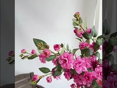 Camelia, flores artificiales, arreglo floral de camelia con varias cabezas, ramas largas, flor artificial