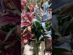 Gradiente de color de simulación retro de estilo europeo toque de lirio, flor de simulación de decoración del hogar