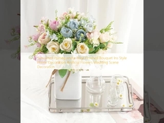 Rosas de granada simuladas Bouquet terminado Ins estilo Decoración para el hogar Flores artificiales Decoración de escena de boda