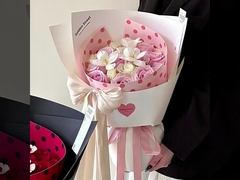 El popular vals polka dot en forma de una sola pieza hoja de flores ramo de papel de envoltura 520 del Día de la Madre fl