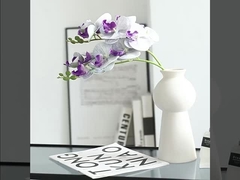 Una película de 7 cabezas impresa en 3D fresca y elegante Phalaenopsis flor artificial, luz lujosa vivienda en casa