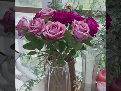 Simulación de rosa de terciopelo, flor falsa, decoración de la casa de la boda, día de San Valentín, ingenios del ramo artificial