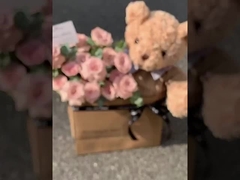 Muñeca peluche lindo bouquet de oso, rosa eterna flor artificial regalo del día de San Valentín, regalo de cumpleaños para