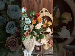 Rosas de flores simuladas, cascada de rosas Dora de 6 cabezas, decoración de flores falsas, venta al por mayor de ramos de boda