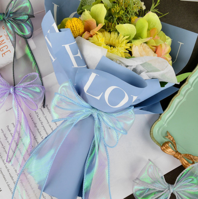 Un buen precio. Cinta de papel floral colorida de Gauze Ribbon Cake Flower Packaging DIY de la espina de pescado en línea
