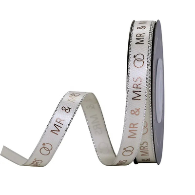 comprar Un solo rostro boda decorar regalos Cajas de embalaje de seda personalizada satinado logotipo de cinta impresa online manufacture