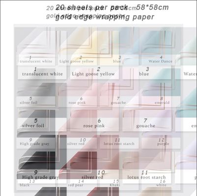 comprar Papel de envoltura de rosa de frontera dorada semitransparente de estilo coreano 58*58cm 20 hojas por paquete Fabricación en línea