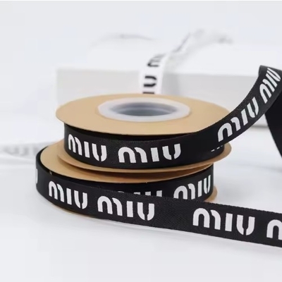 comprar Impresión de logotipo personalizado de 13 mm Grosgrain Ribbon Roll en blanco negro para flores de botella online manufacture