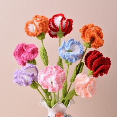 Un buen precio. Regalo para el Día de la Madre Bouquet hecho a mano con clavo de crochet acabado Flores artificiales de colores múltiples 20x5cm en línea
