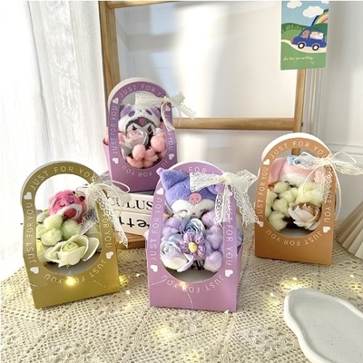 Un buen precio. Creativo regalo chino para el día de San Valentín dibujo animado muñeca de peluche cesta de flores con múltiples opciones de color en línea