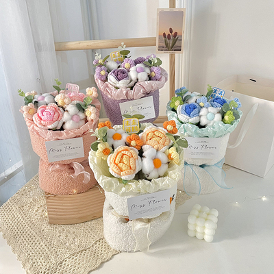 Un buen precio. Regalo del Día de los Niños Bouquet de Plush de punto con bolsa de simulación ligera y portátil en línea