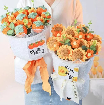 calidad Bouquet de girasol de punto hecho a mano, regalo de cumpleaños para novia/bestia, regalo creativo de graduación fábrica