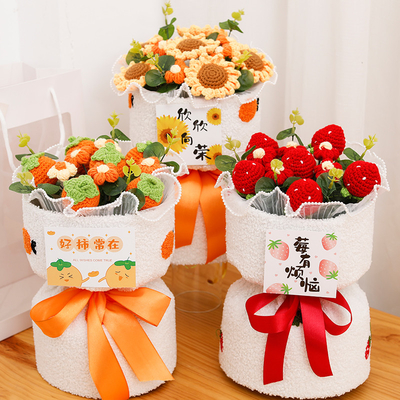 comprar Bouquet de flores de punto hecho a mano Regalo de cumpleaños para su San Valentín / Regalo de Navidad para novia y mejores amigos online manufacture