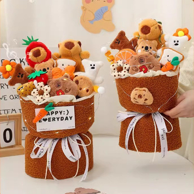 comprar Navidad Pawfect Líder Plush juego de juguetes Capybara Flower Bouquet Kawaii Regalo de dibujos animados para el día de San Valentín / cumpleaños online manufacture