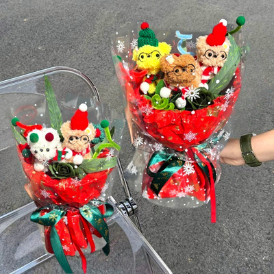 Un buen precio. Boleta de peluche de perrito con corbata de Navidad hecha a mano Regalo de flores de perro lindo para novio/novia listo para regalar en línea