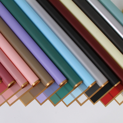 Un buen precio. Nuevo marco simple película de gelatina de color sólido Papel suave de luz de flores Boquete de papel de envoltura de oro borde mate Papel de envoltura de flores frescas materiales de bricolaje en línea