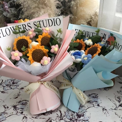 Un buen precio. Regalos de examen Bouquets de flores Flores secas Flores de lana Girasoles y rosas para novia y mejores amigos como regalos de cumpleaños o de graduación en línea