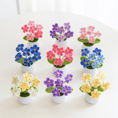 comprar Miosotis No me olvide planta de flores artificiales en macetas hecha a mano Decoración en casa Arreglo de hilo de punto Regalo creativo 5.5x10cm online manufacture