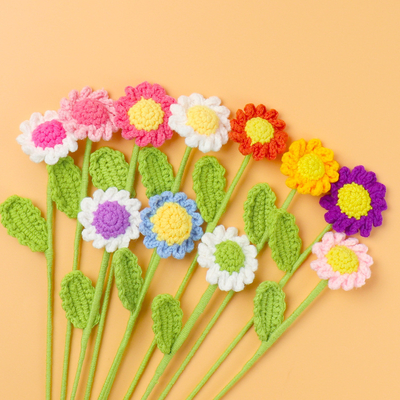 comprar Crochet de varios colores hecha a mano rosa rosa ramo de flores creativas flores artificiales perfecto regalo de San Valentín para el mejor amigo online manufacture