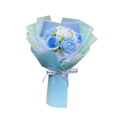 Un buen precio. Creativo Flores de girasol y rosas de lana Tricotado a mano Producto terminado Bouquet de flores de punto Regalo de San Valentín Flores artificiales en línea