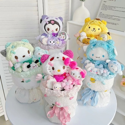 Un buen precio. Bouquet de flores portátil dibujos animados muñeca de peluche bouquet regalo de cumpleaños para novia regalo de cumpleaños chino de San Valentín en línea