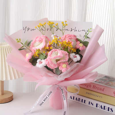 Un buen precio. Bouquet de lana hecha a mano en varios colores para el regalo de cumpleaños de mamá en línea