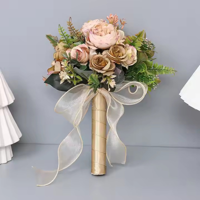Un buen precio. Bouquets de bodas de alta calidad de venta al por mayor flores artificiales rosas novias damas de honor favores de boda de mano regalo de San Valentín en línea
