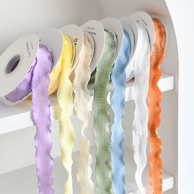 comprar 2.5 cm de hilo de oleaje plissado cinta floral cola de pez hilo envuelto cinta floral cinta nieve hilo de chiffon cinta cinta Fabricación en línea