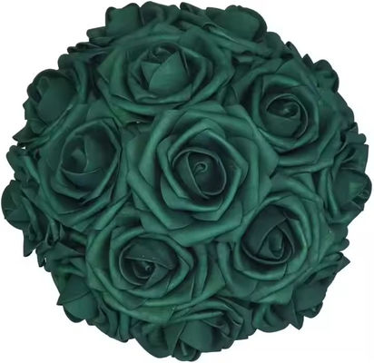 comprar Rosas verdes de esmeralda oscura en bulto Flores artificiales con tallo para bricolaje Bouquets de bodas Centros de las piezas Arreglos Bola de besos Fabricación en línea