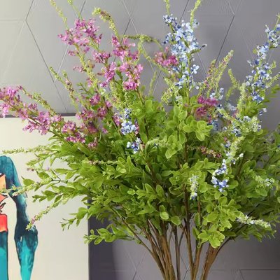Un buen precio. Hierba de salvia artificial pequeña flor silvestre salvia de seda con flores para el ramo de novia relleno de boda plantas de decoración interior en línea