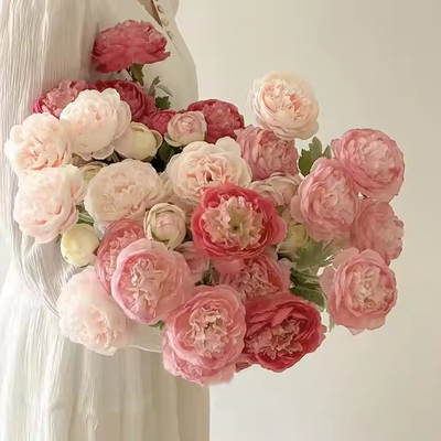 Un buen precio. Flores artificiales de alta calidad para bodas Rosa Flores artificiales de peonía para la decoración del hogar de bodas en línea