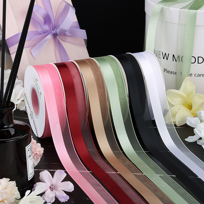 comprar 2.5cm Medio satinado Medio hilo Envasado cinta Flower Bundle Cesta de cumpleaños cinta hecha a mano Nudo de mariposa cinta online manufacture