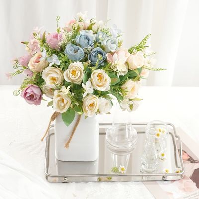 comprar Rosas de granada simuladas Bouquet terminado Ins estilo Decoración para el hogar Flores artificiales Decoración de escena de boda Fabricación en línea