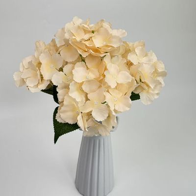 comprar Hortensias artificiales con hojas, decoración de bodas con flores artificiales, decoración de señalización de bodas, colocación en el hogar Fabricación en línea