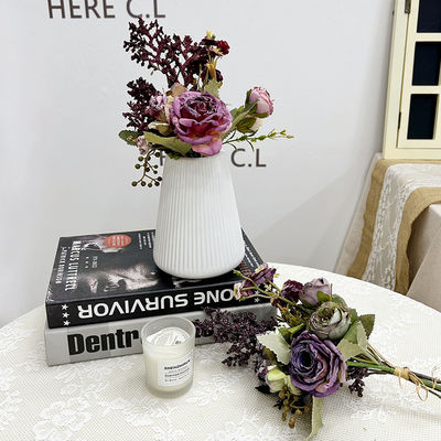 Un buen precio. Flor de estilo francés a la parrilla con varias cabezas simulación de la mesa de flores arreglo de flores, flor de mano, decoración de ramo de flores falsas en línea