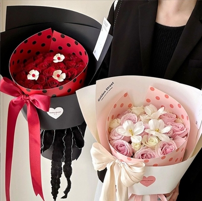 comprar Papel de ramo de flores del Día de la Madre Popular Waltz Polka Dot Hoja en forma de una pieza para arreglos florales online manufacture