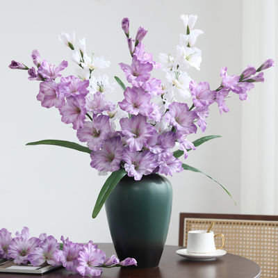 comprar Flores artificiales de alta gama, flores artificiales de gladiolos de una sola rama, decoración de la sala de estar y la mesa de comedor en el hogar, accesorios de fotografía de bodas, ramos artificiales Fabricación en línea