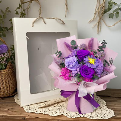 comprar Transfronterizas flores conservadas rosa púrpura ramo terminado Día de San Valentín, regalo de cumpleaños de la novia, flores conservadas artículo decorativo de alta gama online manufacture