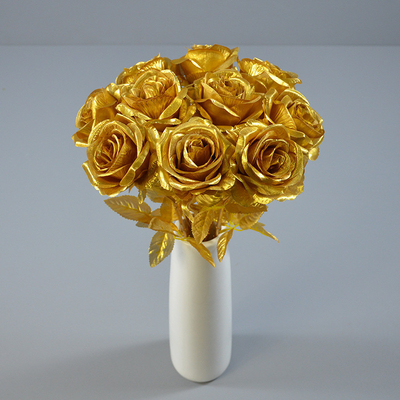 comprar Flor de seda Rosa dorada Requisitos de fotografía Decoración de bodas Rosa de rama única Salón de estar Decoración del hogar Flores online manufacture