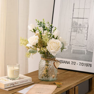 comprar Amazon fuente ramos de rosas artificiales para el salón y la decoración del hogar, rosas artificiales flores artificiales Fabricación en línea