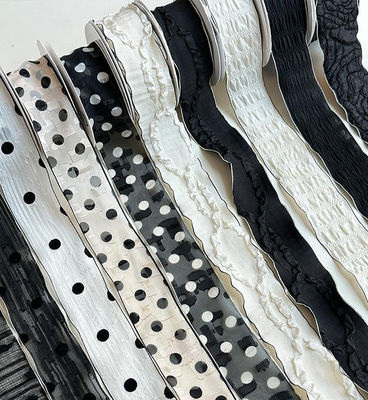 comprar Embalaje floral decorativo DIY, cinta de 14 m en blanco y negro, ramo Qixi con cinta para floristería Fabricación en línea