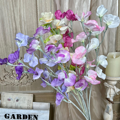 comprar Hombre de flores de guisante auténtico Falsos paquetes de flores de boda avanzada Flores de boda terminadas Decoración de la sala de estar Arte de flores online manufacture