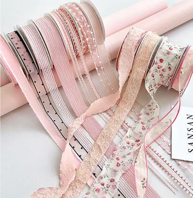 comprar Rizhao Honey Series Ribbon Flower Bouquet Decoration Float Floral Hecho a mano Embalaje de regalos de bricolaje correas de poliéster Material de color Fabricación en línea