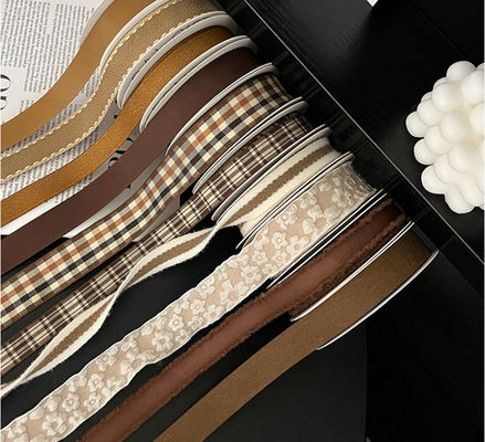 comprar Fabricado por el hombre Serie de maillard de otoño/invierno cinta flor de regalo correa ramo de flores DIY cinta floral arreglo regalo embalaje cinta marrón/colores personalizados Fabricación en línea