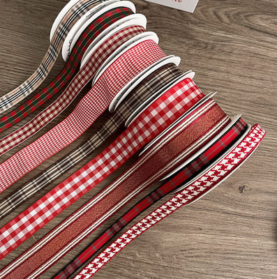comprar Cinta de tela a cuadros navideños estilo británico para ramo de flores, cinta ecológica hecha a mano para envolver regalos y manualidades Fabricación en línea