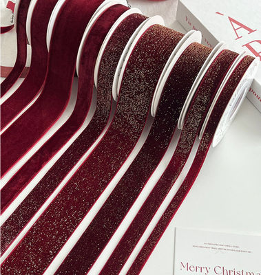 comprar Cinturón de terciopelo rojo hecho por el hombre para arte floral hecho a mano Envases de regalo y proyectos de bricolaje Material de cinta de tela Fabricación en línea