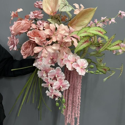 comprar Polvo de pasta de frijoles, rosa gris, rosa sucio, flores falsas, flores de seda, simulación de boda, guía de flores, techo de sala de bodas, accesorios de pelota bordados online manufacture