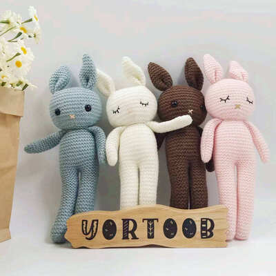 comprar Al por mayor Tricotado Muñeco Confort Muñeco Conejo Crochet Animales Juguete Hecho a Mano Amigurumi Conejo Juguete de Plush Fabricación en línea
