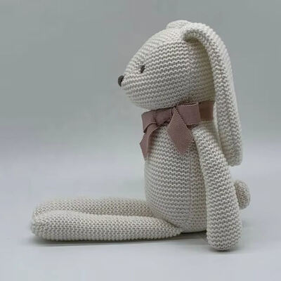 comprar Cute Crochet 100% Biológico Conejo Blanco Juguete relleno Conejo de Plush con relleno de algodón PP Fabricación en línea