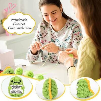 comprar Venta caliente Energía Positiva Dinosaurio Pequeño Muñeco de Plush Tricotado Confort Emocional dibujos animados Animales Decoraciones de Crochet hechas a mano 31cm-50cm Fabricación en línea